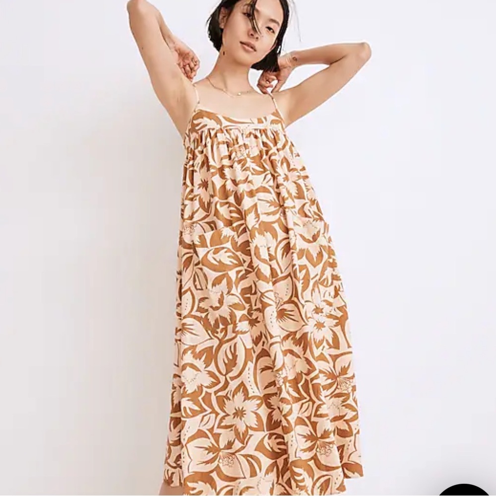Madewell Linen-Blend Cami Midi Dress in Tropicale Floral